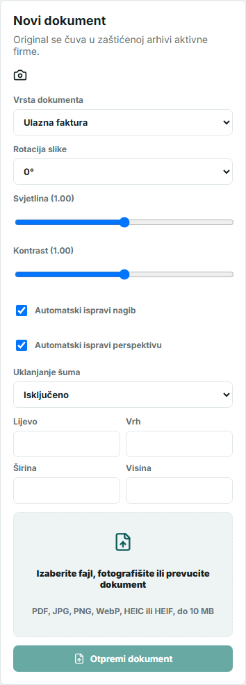 Šoldi mobilni obrazac za fotografisanje i otpremu dokumenta